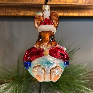 Christopher Radko: "Stuck in a Snowball" Christmas Rabbit Ornament